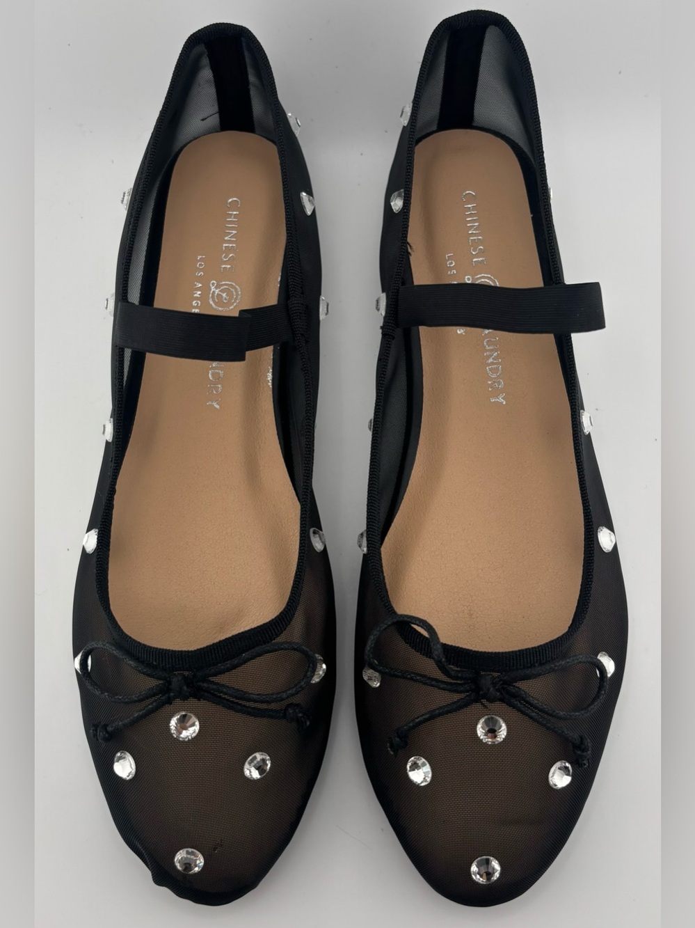 Chinese Laundry Adette Rhinestone Mesh Mary Jane Flats Black Size 8.5 NIB